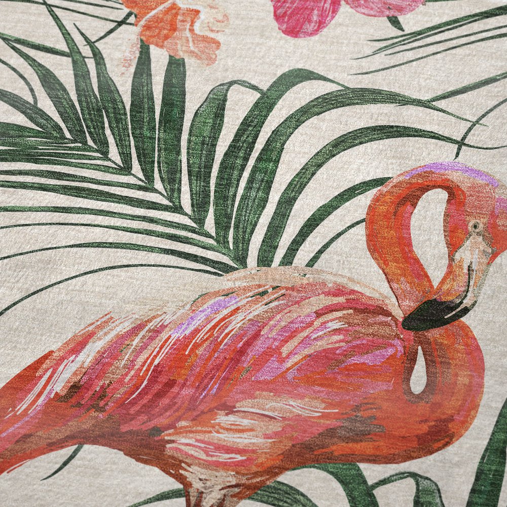 50" X 70" Pink Ivory And Olive Green Animal Print Polyester Woven Plush Throw Blanket