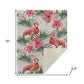 50" X 70" Pink Ivory And Olive Green Animal Print Polyester Woven Plush Throw Blanket