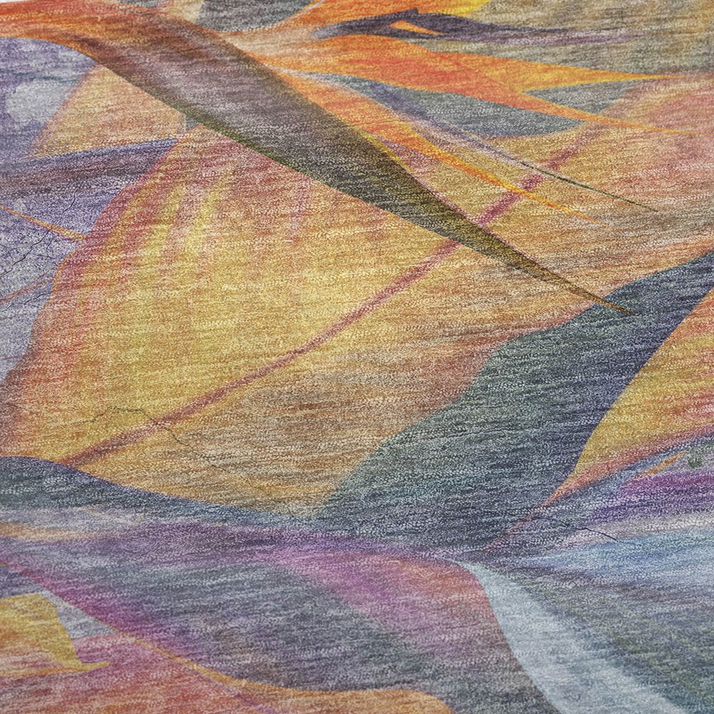 50" X 70" Peach Blue And Orange Animal Print Polyester Woven Plush Throw Blanket