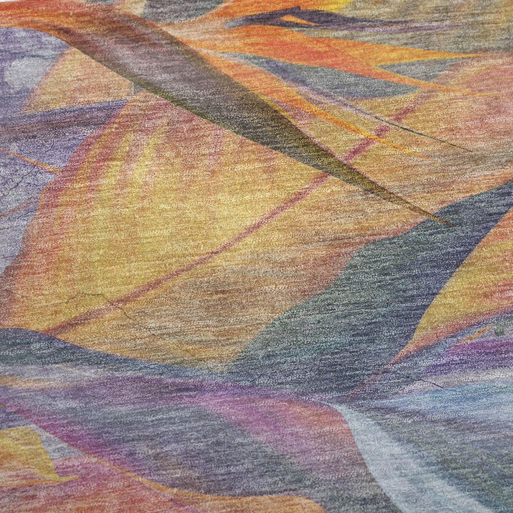 50" X 70" Peach Blue And Orange Animal Print Polyester Woven Plush Throw Blanket