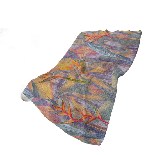 50" X 70" Peach Blue And Orange Animal Print Plush Throw Blanket