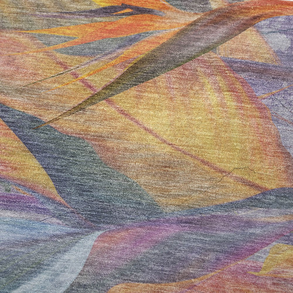 50" X 70" Peach Blue And Orange Animal Print Polyester Woven Plush Throw Blanket