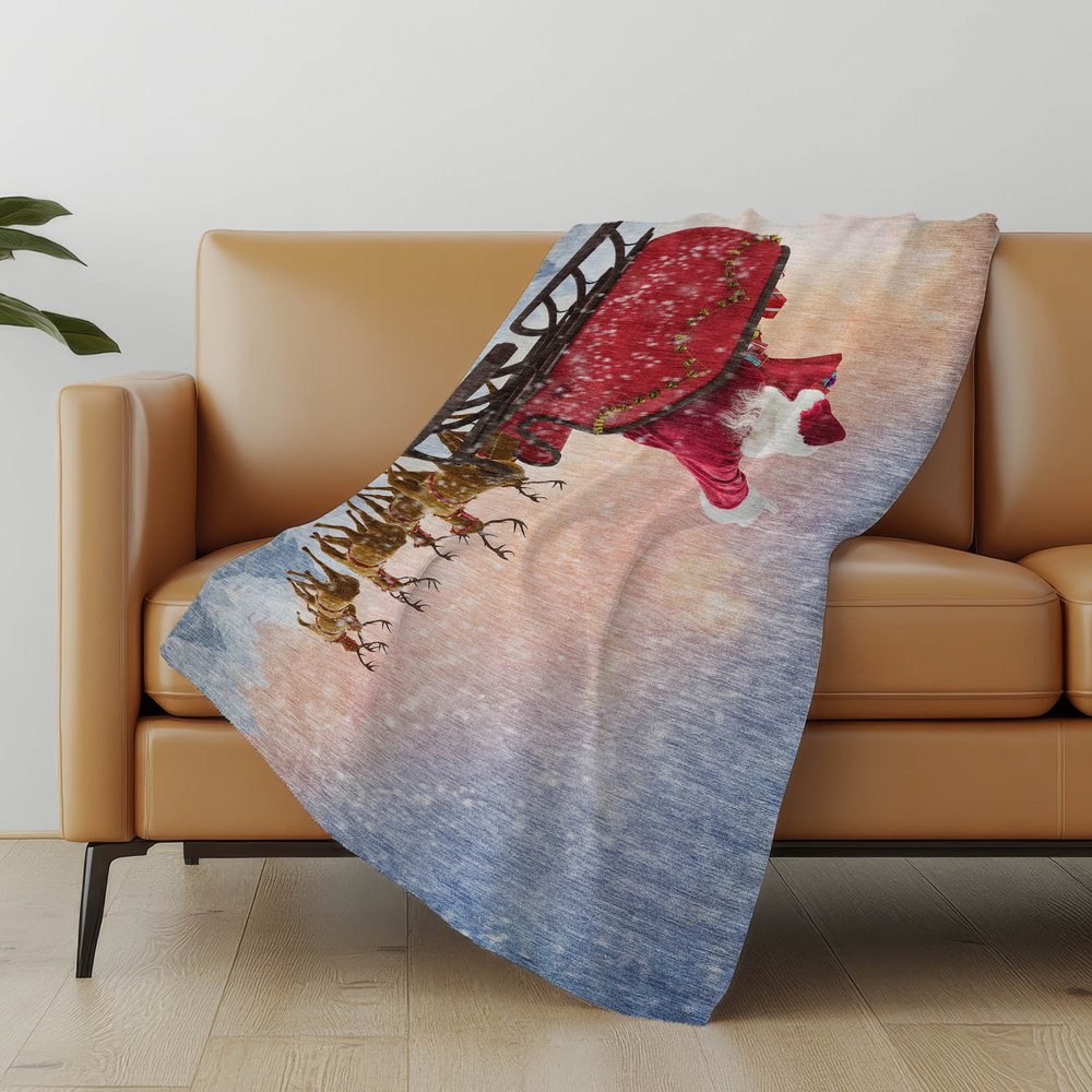 50" X 70" Blue Red And Brown Animal Print Polyester Woven Plush Throw Blanket