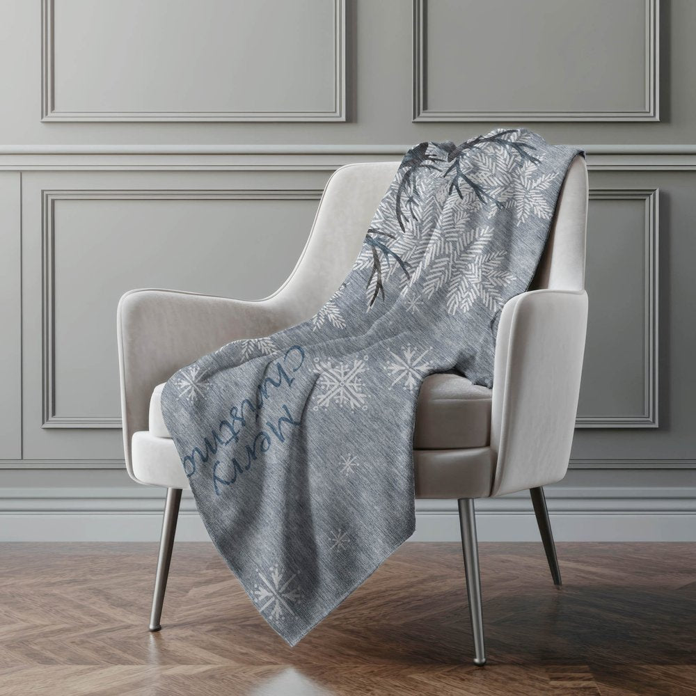 50" X 70" Gray And Silver Animal Print Polyester Woven Plush Throw Blanket