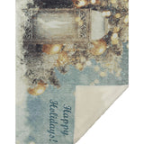 50" X 70" Blue Gold And Ivory Floral Microfiber Plush Throw Blanket