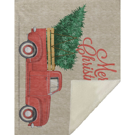 50" X 70" Red Green And Ivory Geometric Polyester Woven Plush Throw Blanket