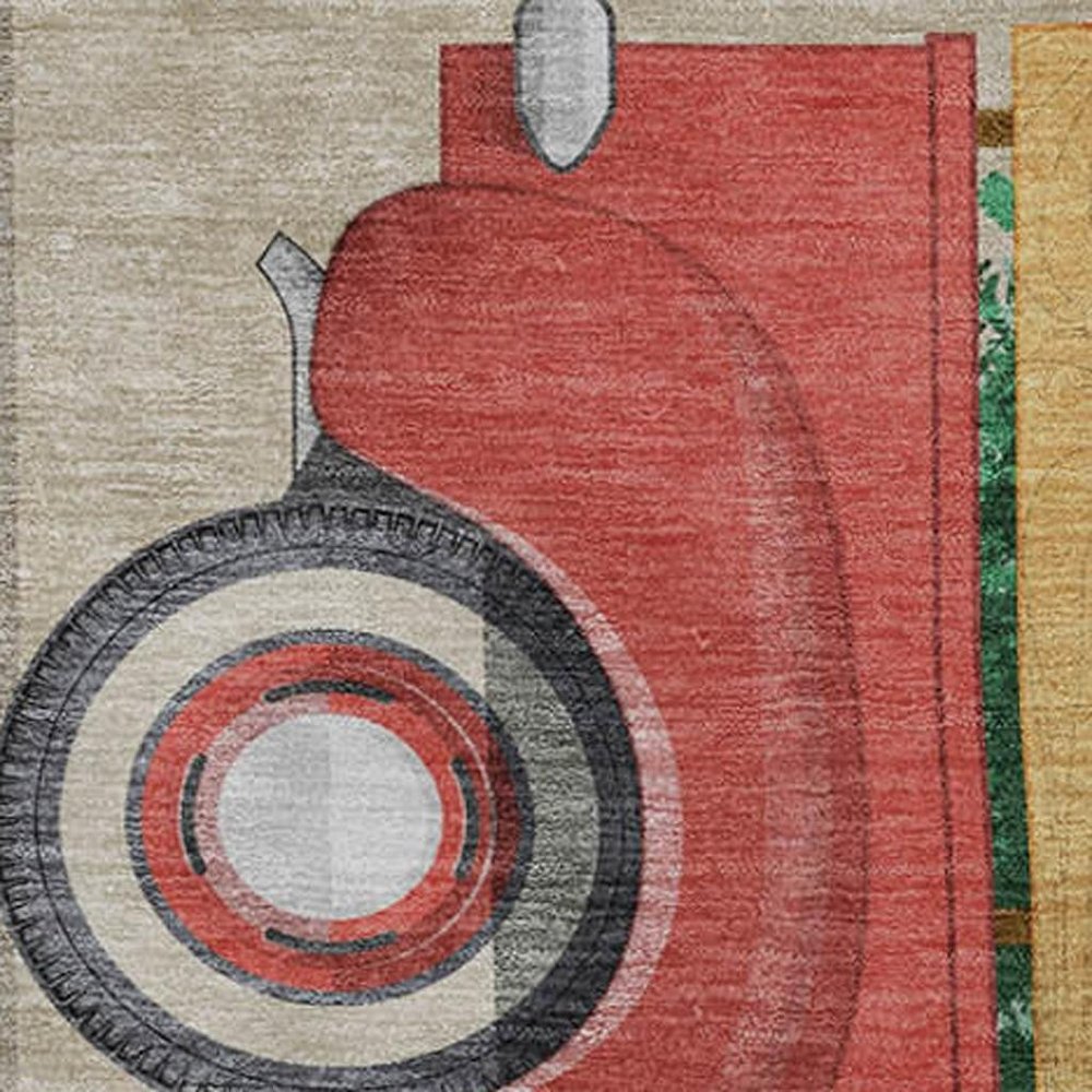 50" X 70" Red Green And Ivory Geometric Polyester Woven Plush Throw Blanket