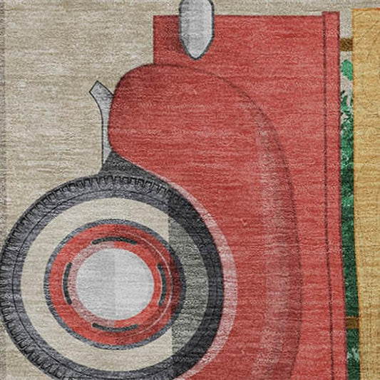 50" X 70" Red Green And Ivory Geometric Polyester Woven Plush Throw Blanket