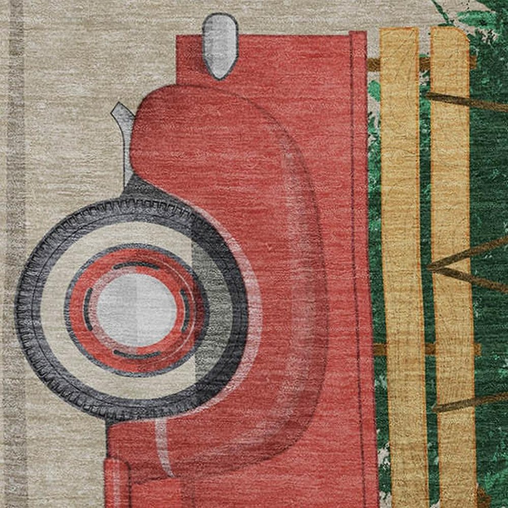 50" X 70" Red Green And Ivory Geometric Polyester Woven Plush Throw Blanket