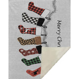 50" X 70" Gray Red And Green Checkered Microfiber Plush Throw Blanket