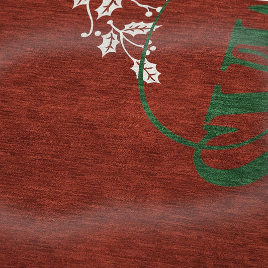 50" X 70" Ruby Red Green And Ivory Floral Plush Throw Blanket