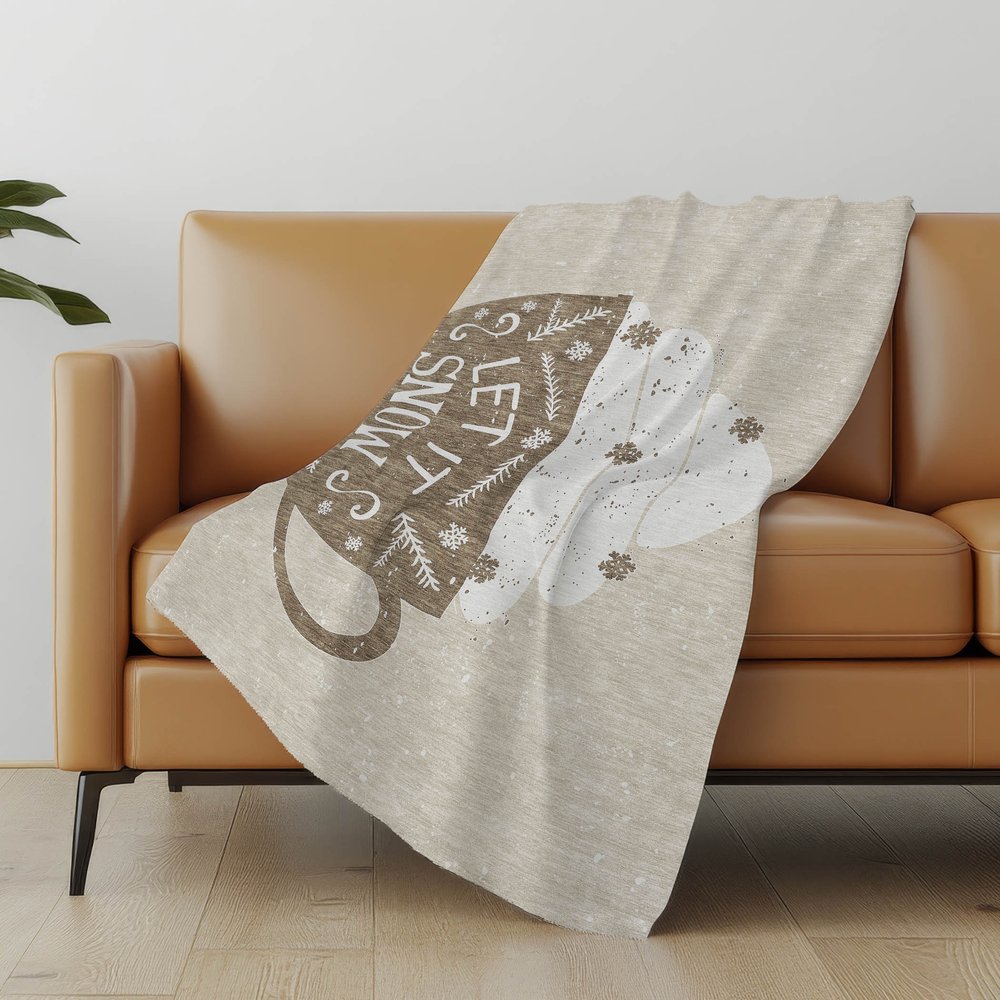 50" X 70" Latte Ivory And Beige Geometric Polyester Woven Plush Throw Blanket