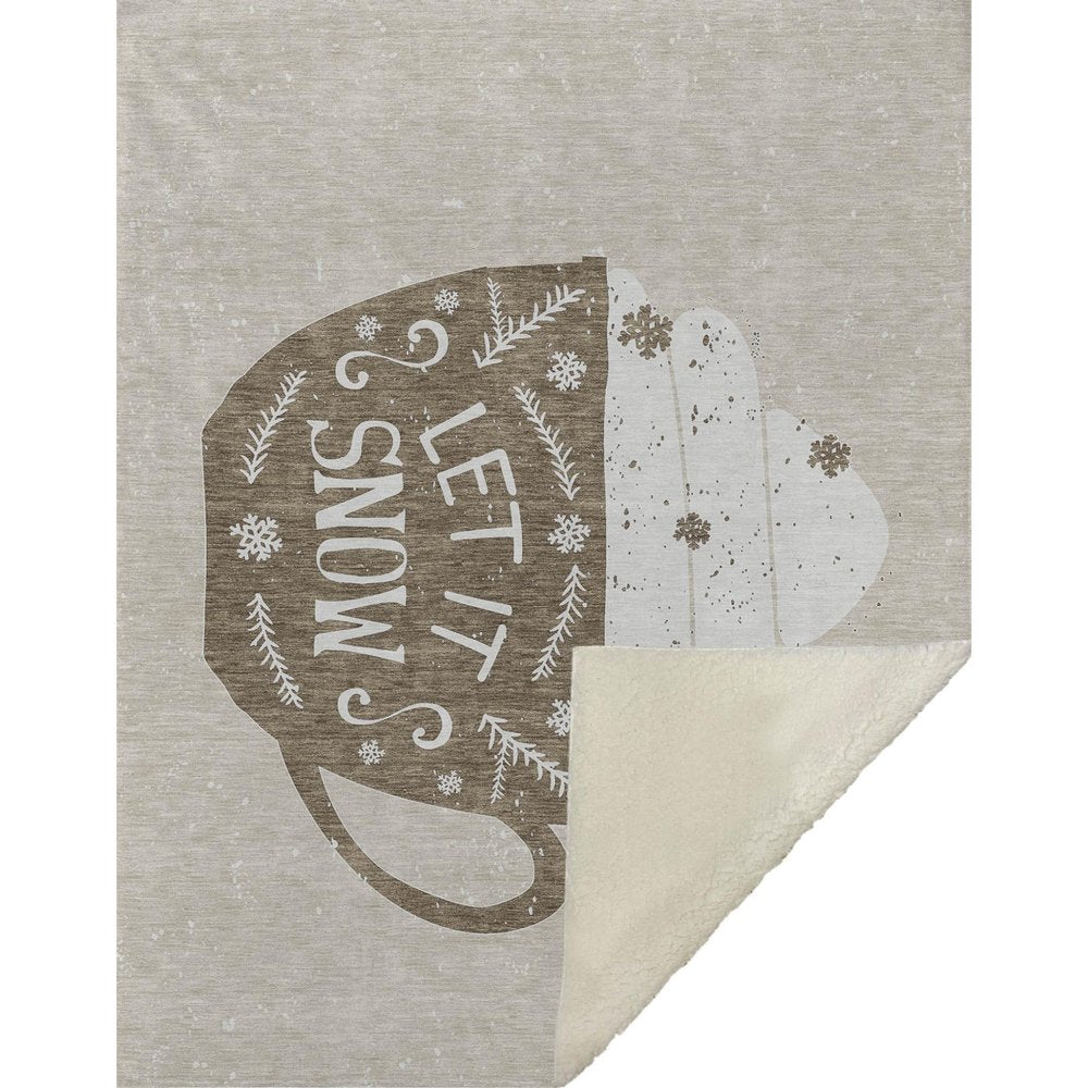 50" X 70" Latte Ivory And Beige Geometric Polyester Woven Plush Throw Blanket