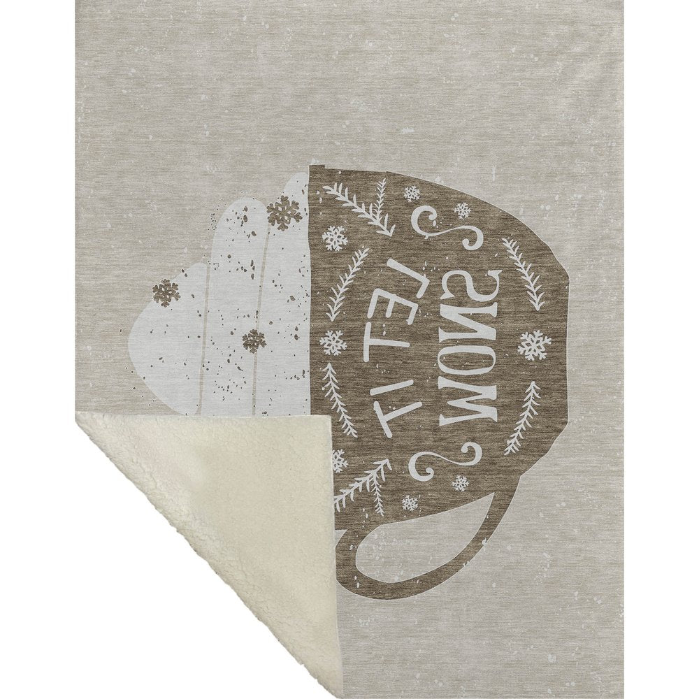 50" X 70" Latte Ivory And Beige Geometric Polyester Woven Plush Throw Blanket