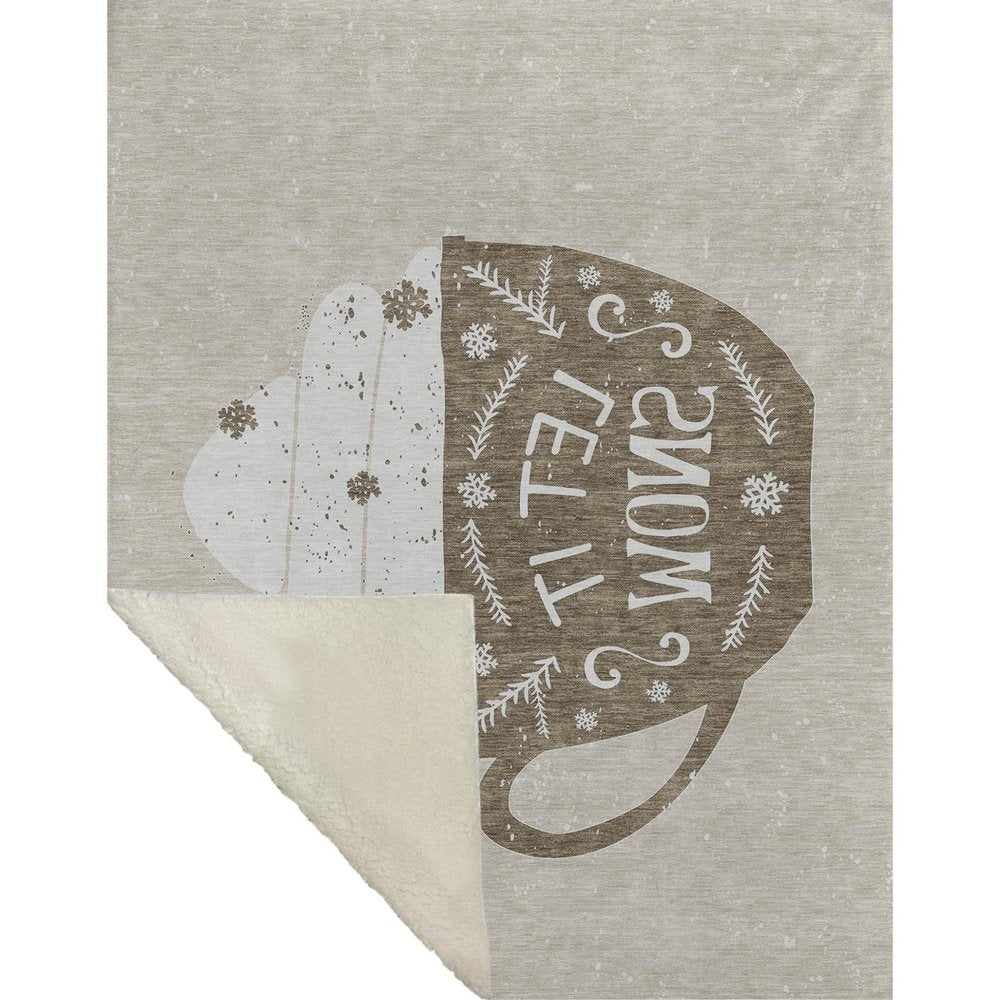 50" X 70" Latte Ivory And Beige Geometric Polyester Woven Plush Throw Blanket