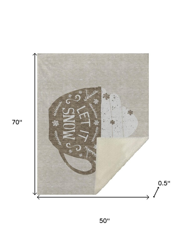 50" X 70" Latte Ivory And Beige Geometric Polyester Woven Plush Throw Blanket