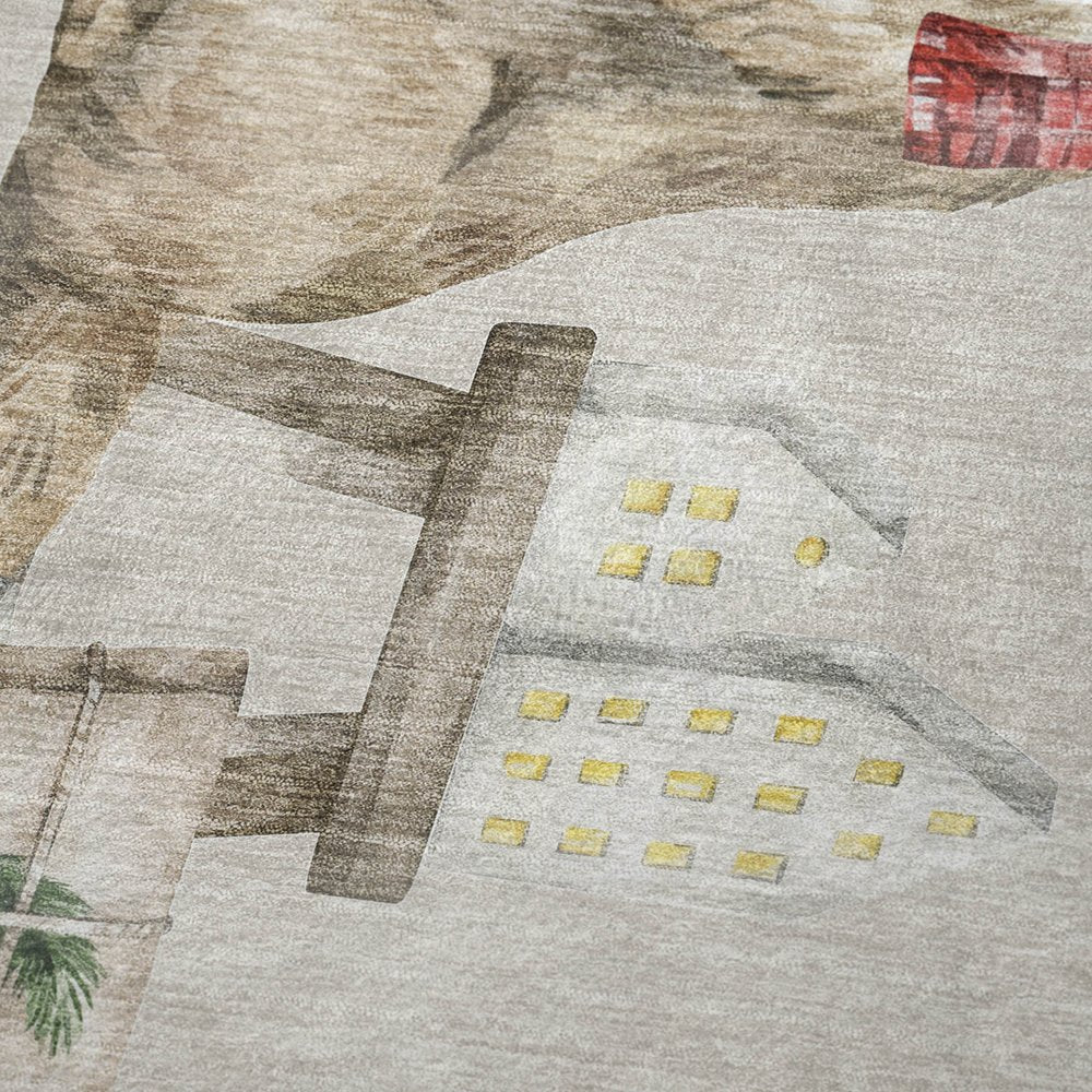 50" X 70" Taupe Green And Red Animal Print Microfiber Plush Throw Blanket