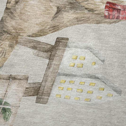 50" X 70" Taupe Green And Red Animal Print Microfiber Plush Throw Blanket