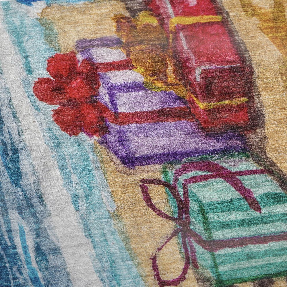 50" X 70" Blue Red And Green Geometric Polyester Woven Plush Throw Blanket