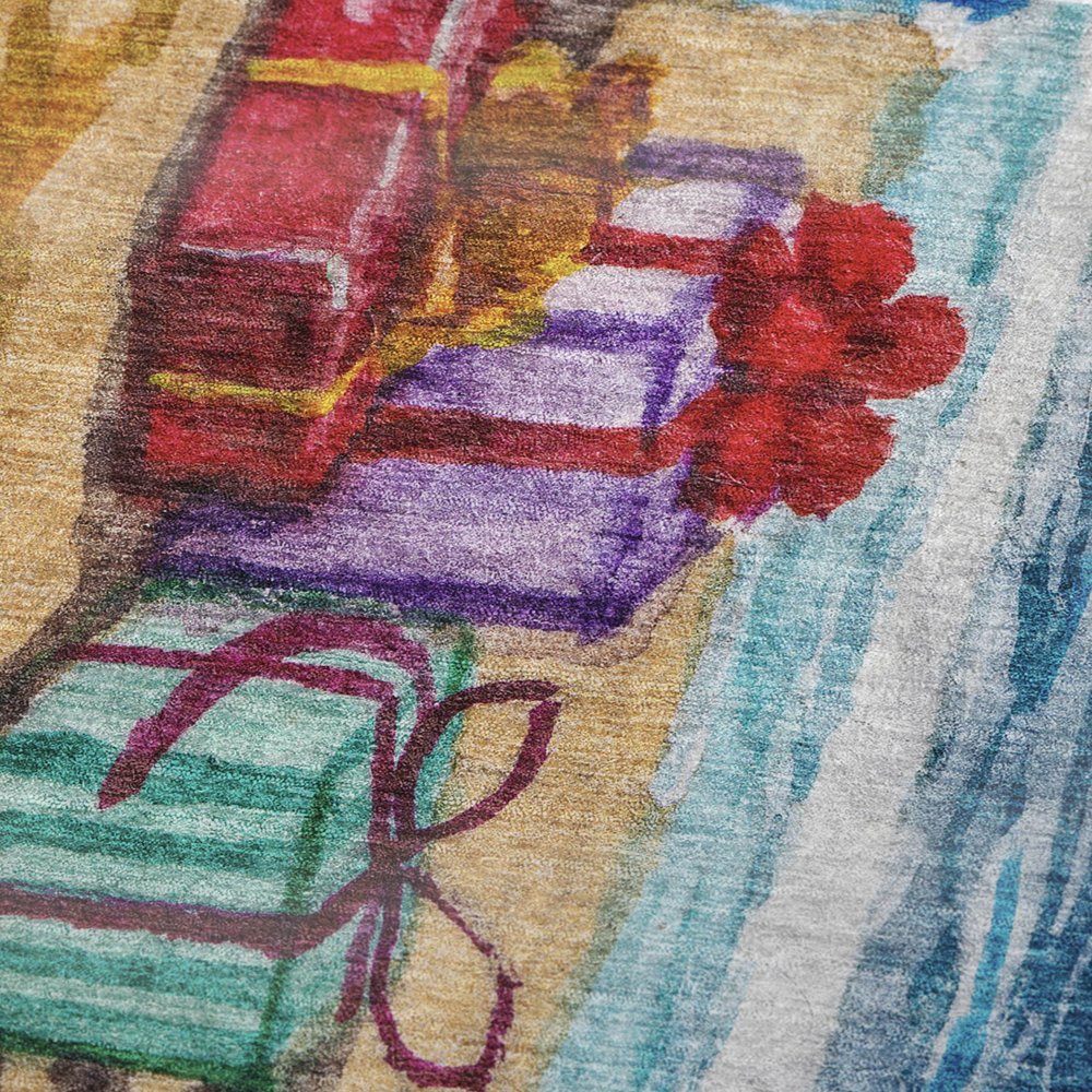 50" X 70" Blue Red And Green Geometric Polyester Woven Plush Throw Blanket