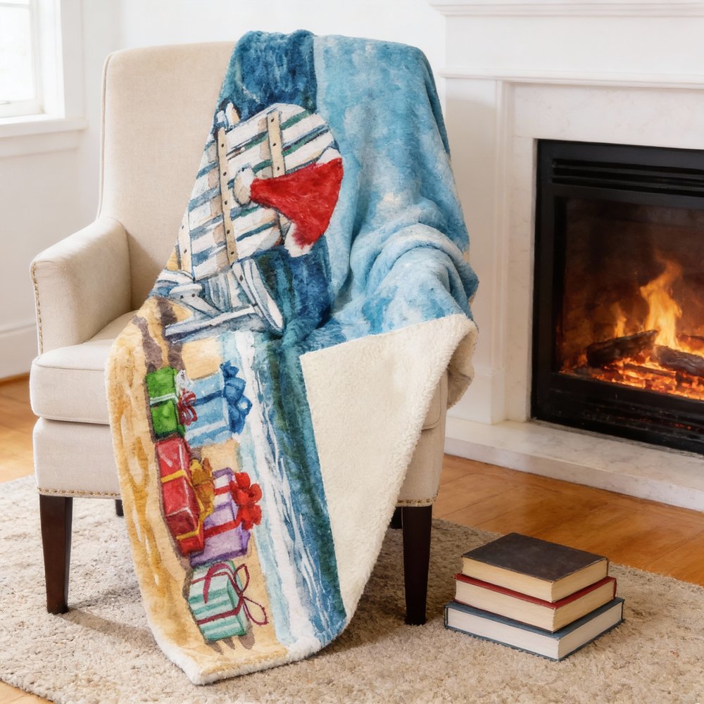 50" X 70" Blue Red And Green Geometric Microfiber Plush Throw Blanket