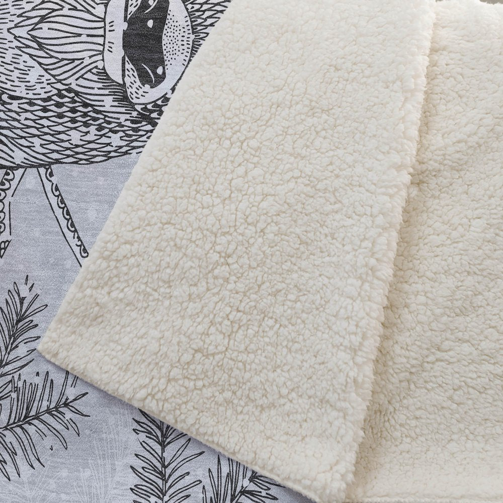 50" X 70" Gray Black And Ivory Animal Print Microfiber Plush Throw Blanket