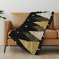 50" X 70" Midnight Gold And Ivory Polka Dots Polyester Woven Plush Throw Blanket