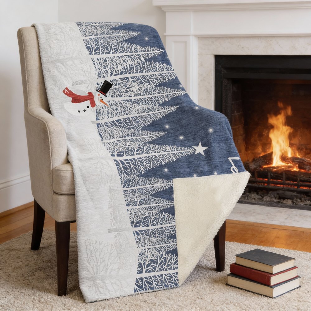 50" X 70" Blue Ivory And Red Geometric Microfiber Plush Throw Blanket