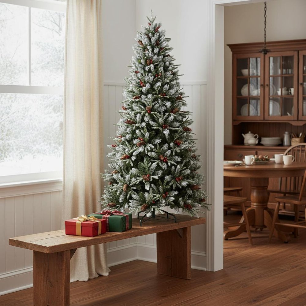 8' White Full Pine Christmas Tree