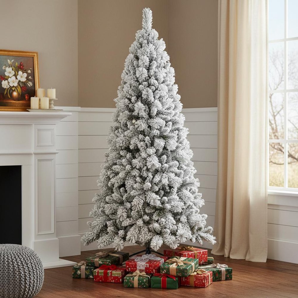 7' Full Flocked Spruce Christmas Tree