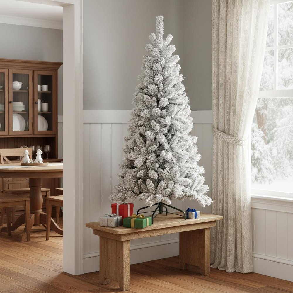 7' Full Flocked Spruce Christmas Tree
