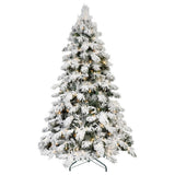 7' Pre Lit Full Flocked Pine Christmas Tree