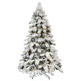 5' Green And White Pre Lit Full Flocked Pine Christmas Tree