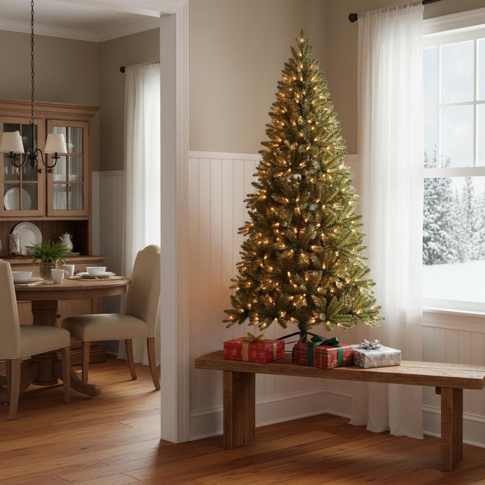 6' Pre Lit Full Pine Christmas Tree