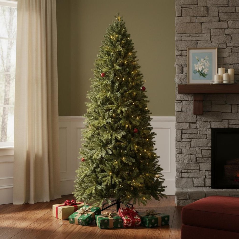 6' Pre Lit Full Pine Christmas Tree