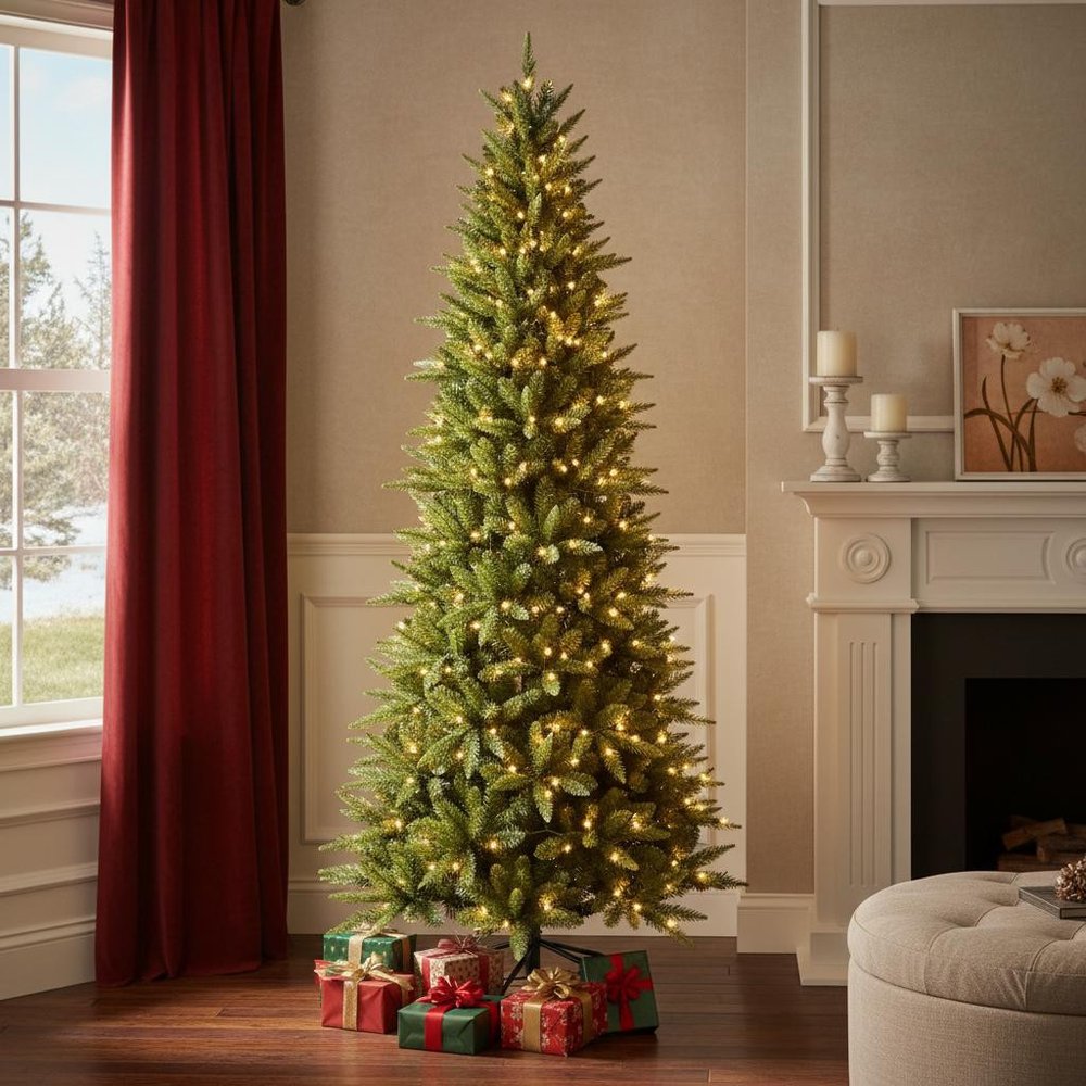 7' Pre Lit Full Pine Christmas Tree