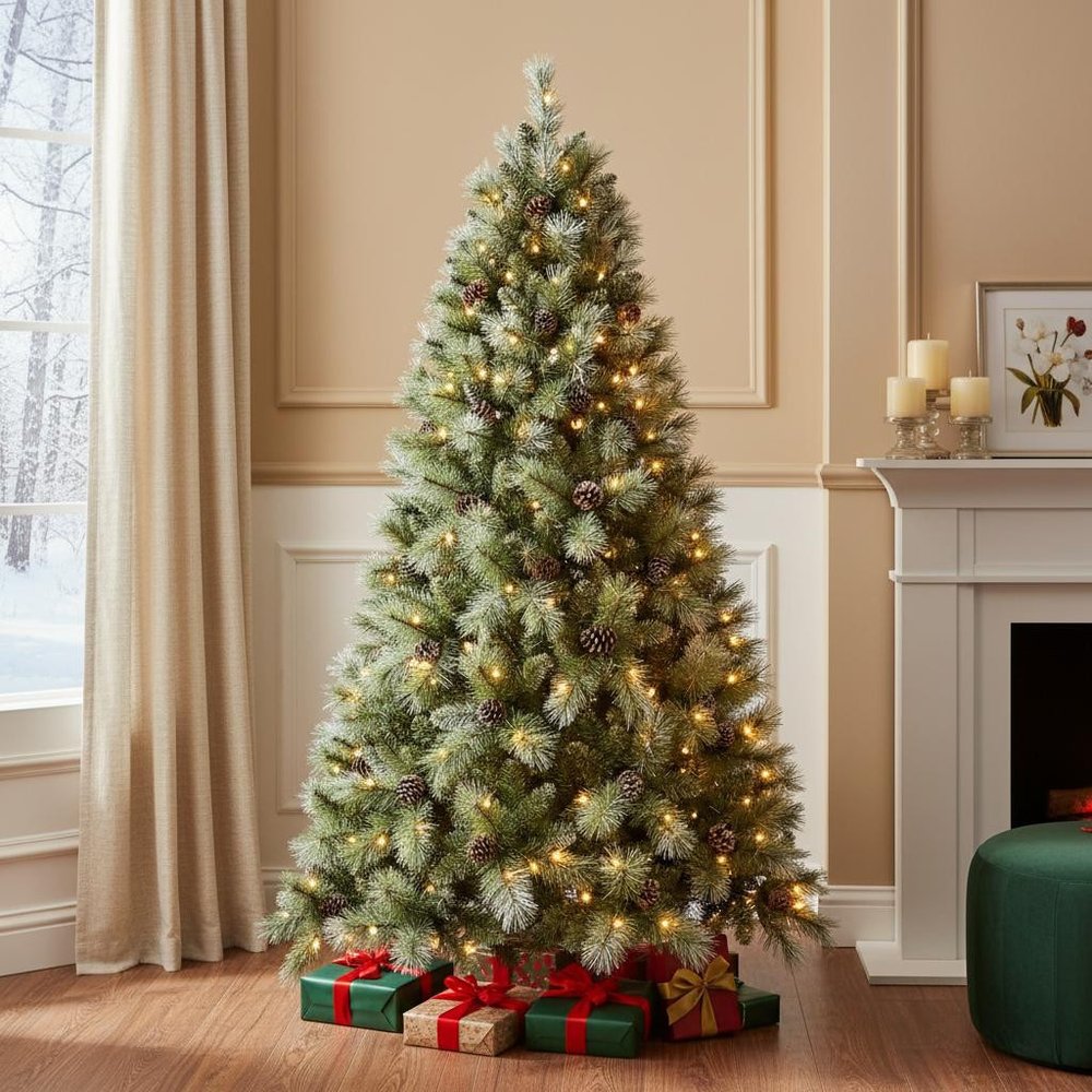 6' Pre Lit Full Pine Christmas Tree