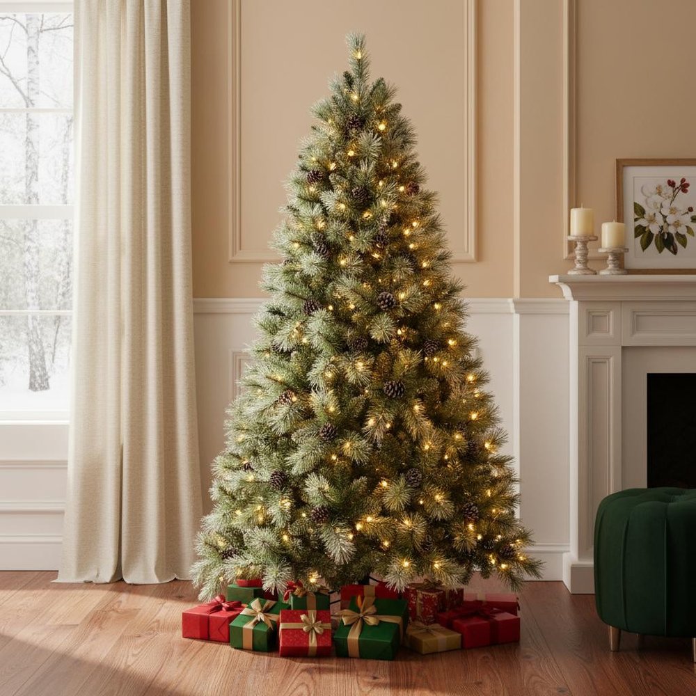9' Pre Lit Full Pine Christmas Tree
