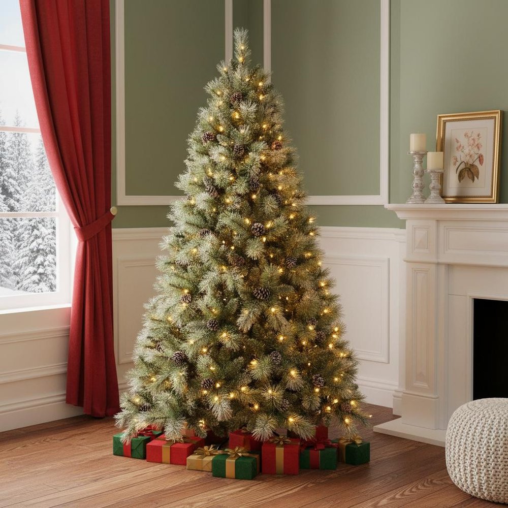 6' Pre Lit Full Pine Christmas Tree
