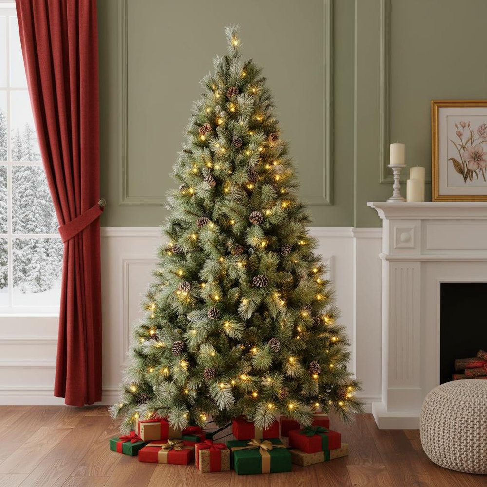 6' Pre Lit Full Pine Christmas Tree