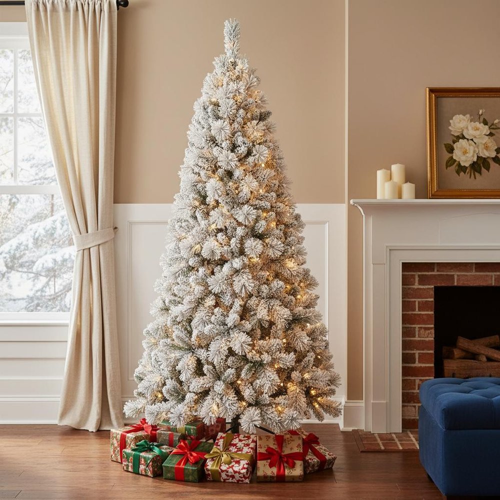 4' White Pre Lit Full Pine Christmas Tree