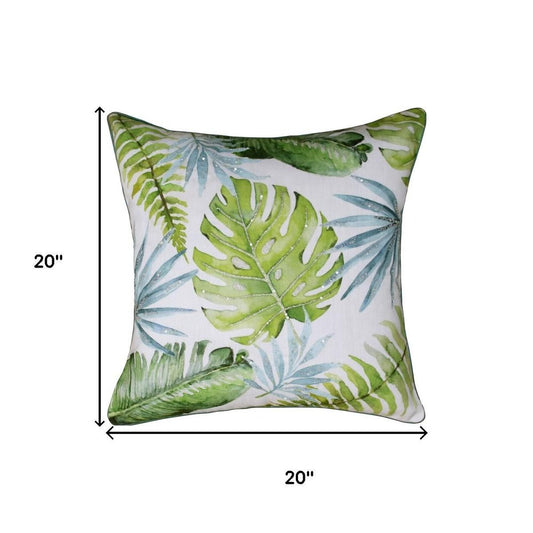 20" Green And Blue Floral Throw Pillow Cover