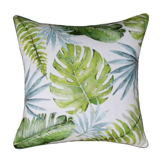 20" Green And Blue Floral Throw Pillow Cover