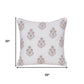 20" Off White And Taupe Floral Linen Throw Pillow Cover