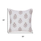 20" Off White And Taupe Floral Linen Throw Pillow Cover with Embroidery