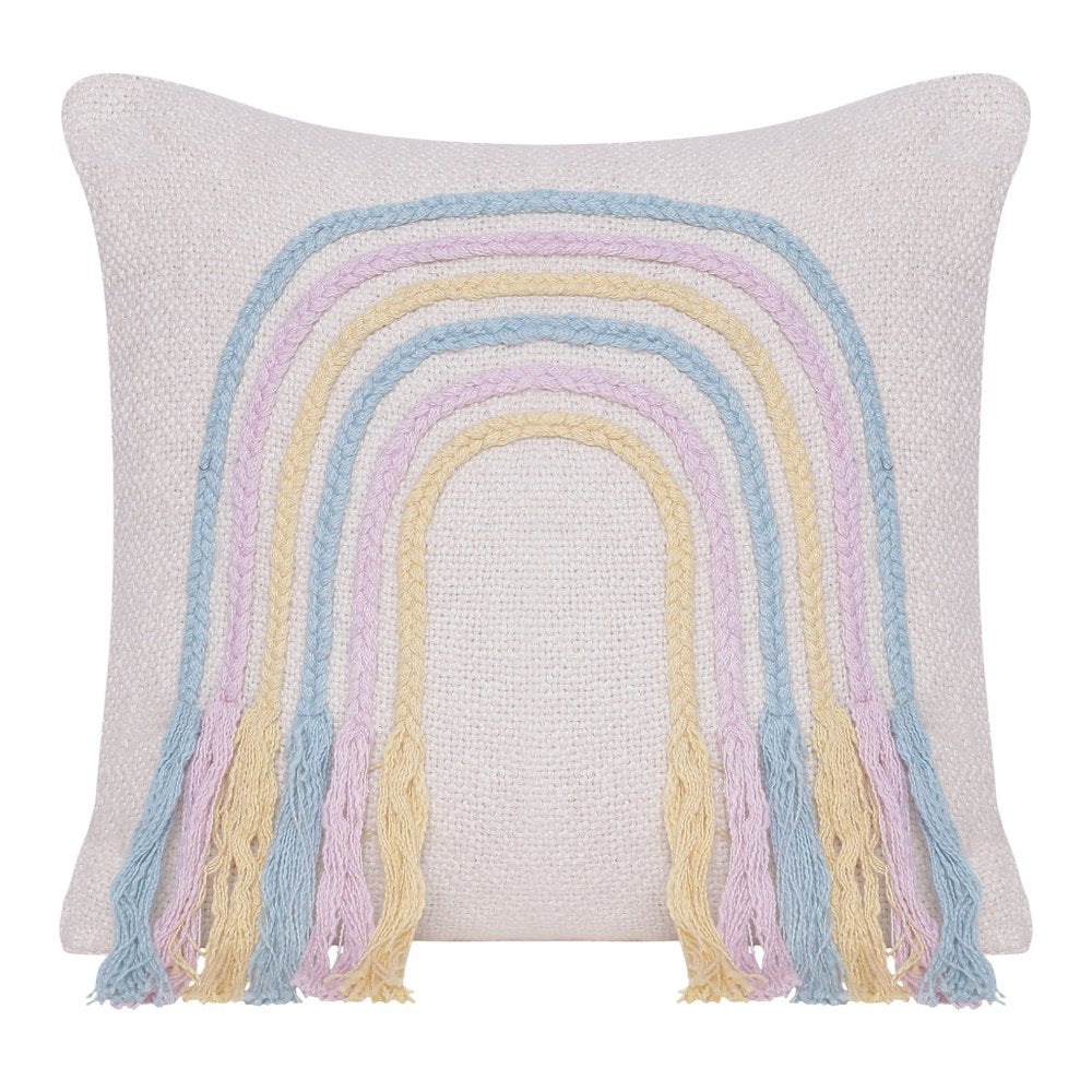 20" Off White And Blue Geometric Cotton Throw Pillow Cover