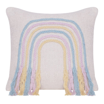 20" Off White And Blue Geometric Cotton Throw Pillow Cover