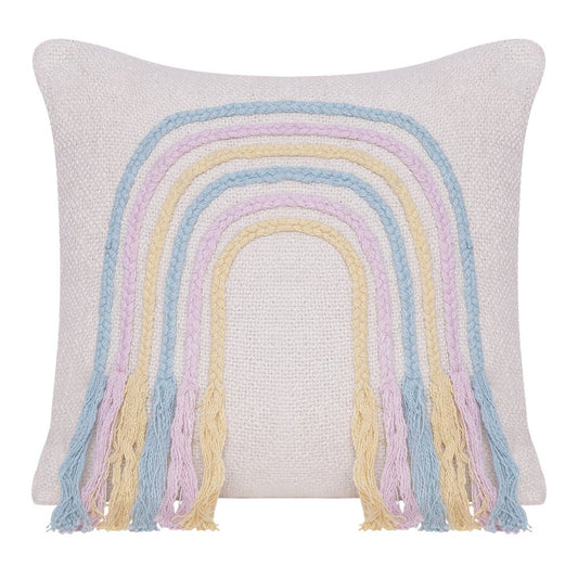 20" Off White And Blue Geometric Cotton Throw Pillow Cover