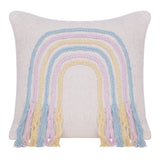 20" Off White And Blue Geometric Cotton Throw Pillow Cover