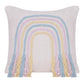20" Cream Blue And Pink Abstract Cotton Throw Pillow Cover with Fringe Embroidery And Texture